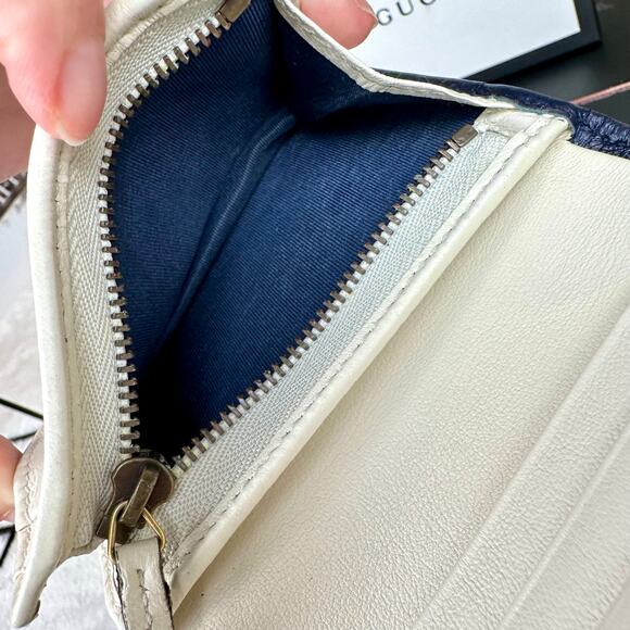 Gucci Marmont cream and blue Leather Compact Wallet RARE! - Picture 11 of 16